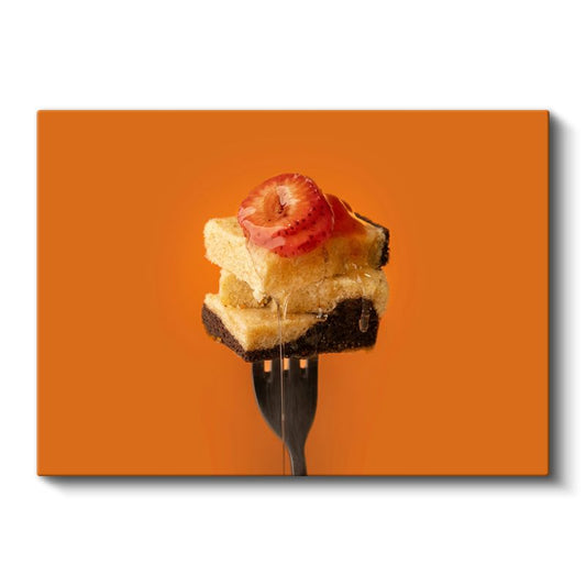 Tatlı Lezzet - Çilekli Pasta Dilimi Kanvas Tablo