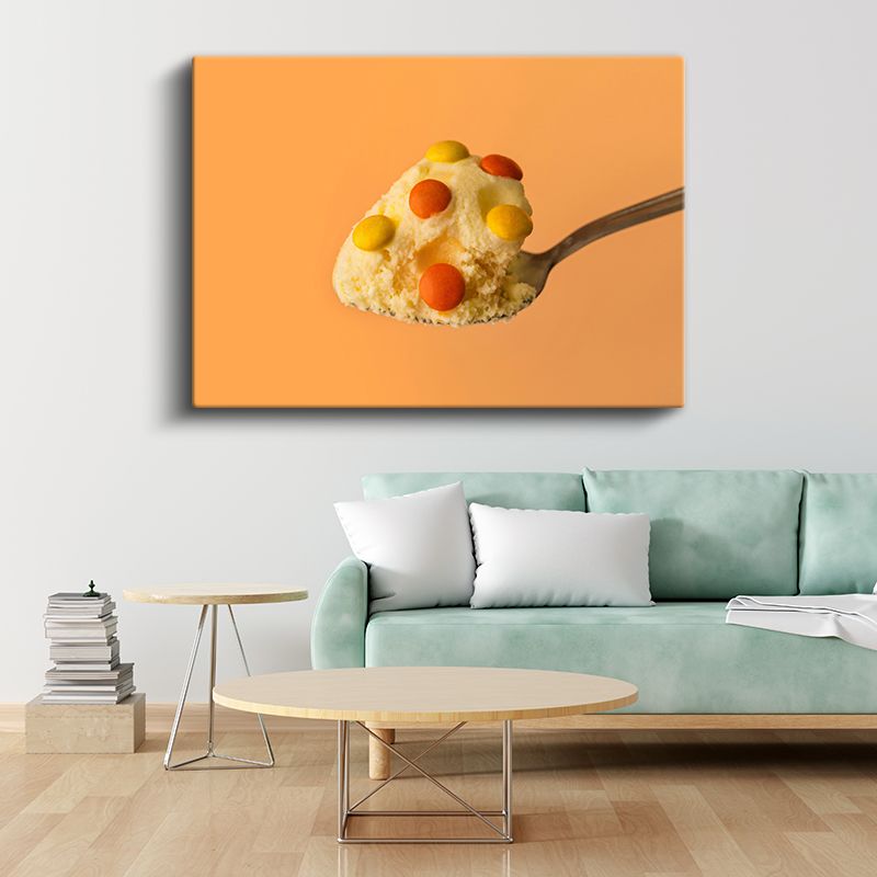 Renkli Tatlı - Şekerlemeli Dondurma Kaşığı Kanvas Tablo