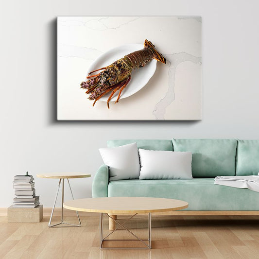 Okyanus Lezzeti - Beyaz Tabakta Istakoz Kanvas Tablo