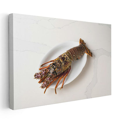Okyanus Lezzeti - Beyaz Tabakta Istakoz Kanvas Tablo