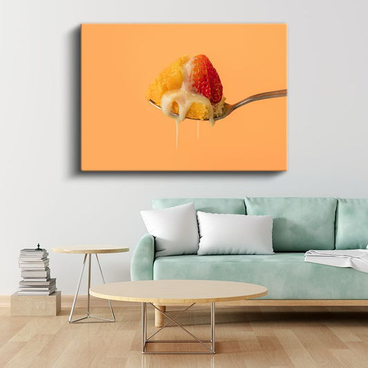 Tatlı Çilek Pastası - Kremli Lezzet Anı Kanvas Tablo