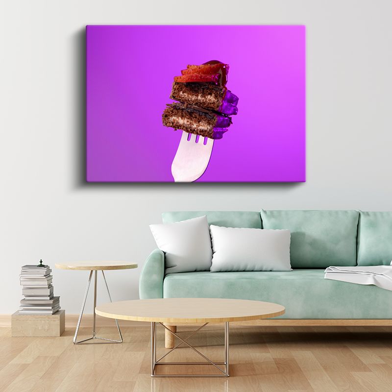 Çikolatalı Brownie - Çilekle Taçlandırılmış Tatlı Ziyafet Kanvas Tablo