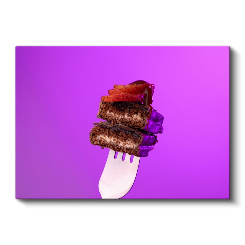 Çikolatalı Brownie - Çilekle Taçlandırılmış Tatlı Ziyafet Kanvas Tablo