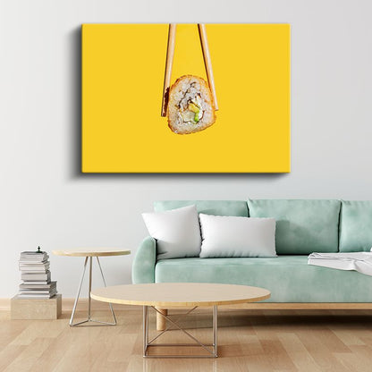 Sushi Rulosu - Çubuklarla Yakalanan Japon Sanatı Kanvas Tablo