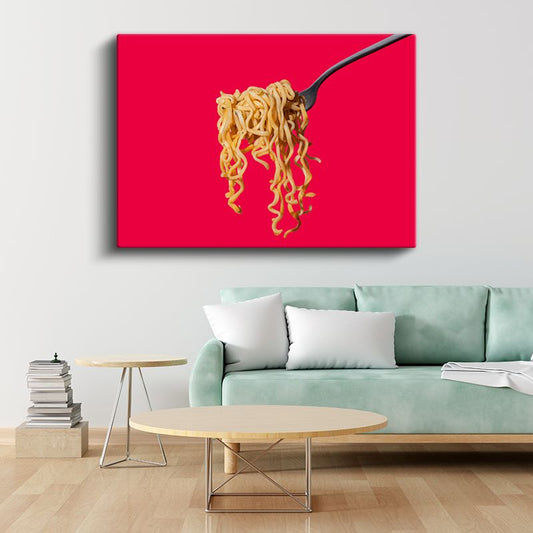 Noodle Lezzeti - Çatal Üzerinde Sıcak Erişte Kanvas Tablo