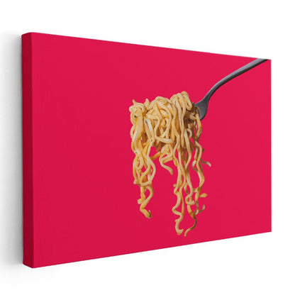 Noodle Lezzeti - Çatal Üzerinde Sıcak Erişte Kanvas Tablo