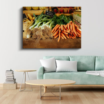 Taze Sebzeler - Organik Pazar Tezgahı Kanvas Tablo