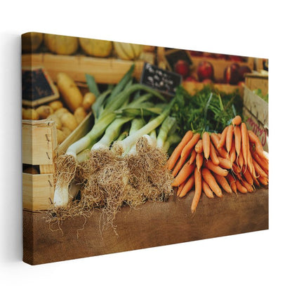 Taze Sebzeler - Organik Pazar Tezgahı Kanvas Tablo