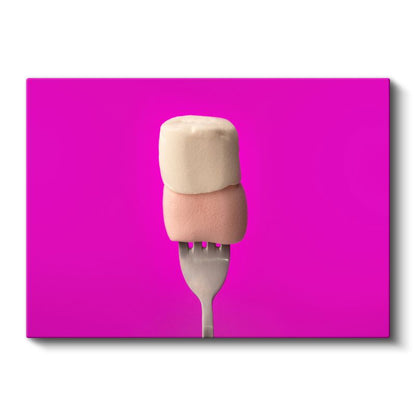 Marshmallow Lezzeti - Çatal Üzerinde Yumuşak Şeker Kanvas Tablo