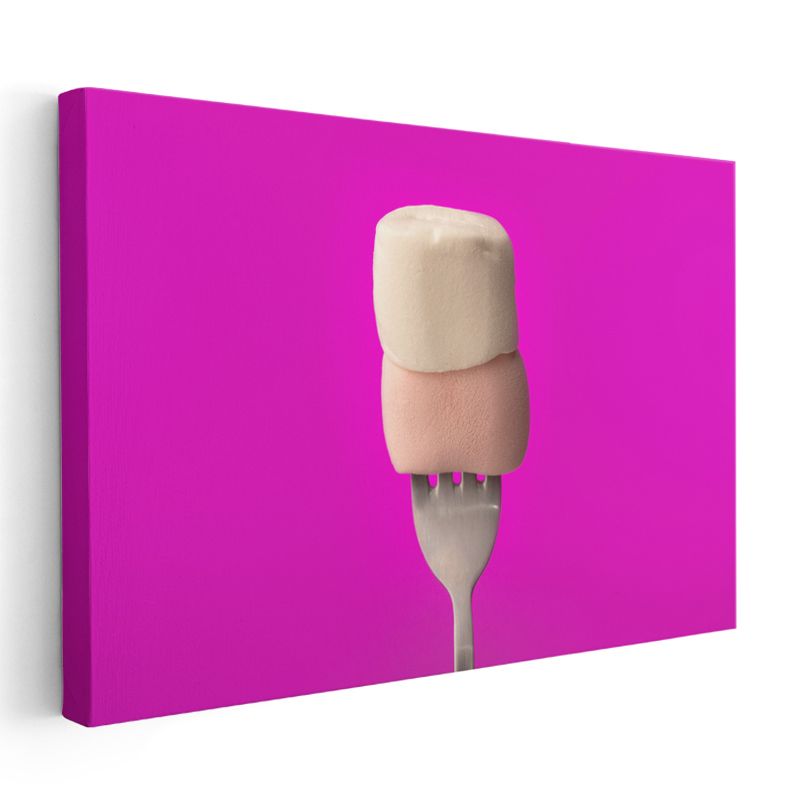 Marshmallow Lezzeti - Çatal Üzerinde Yumuşak Şeker Kanvas Tablo