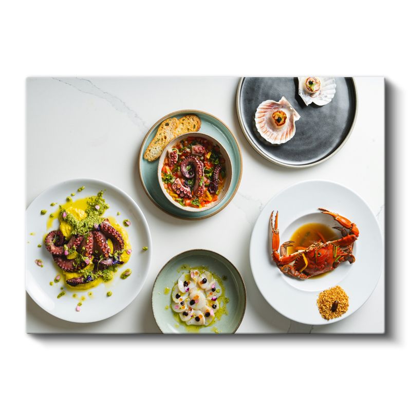 Deniz Ürünleri Şöleni - Gurme Sunum Tabakları Kanvas Tablo