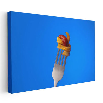 Patates ve Sosis - Çatal Üzerinde Fast Food Lezzeti Kanvas Tablo