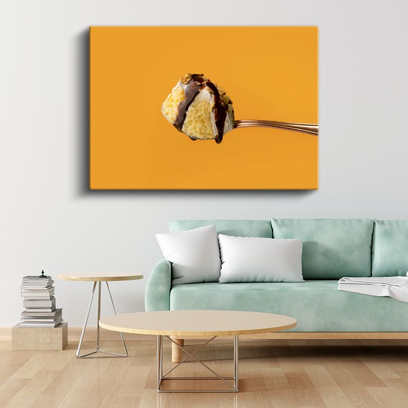 Çikolatalı Kek - Kaşık Üzerinde Tatlı Anı Kanvas Tablo