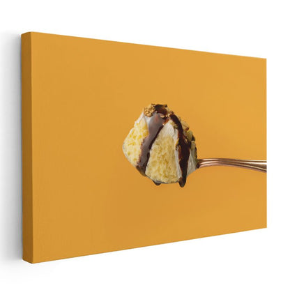 Çikolatalı Kek - Kaşık Üzerinde Tatlı Anı Kanvas Tablo