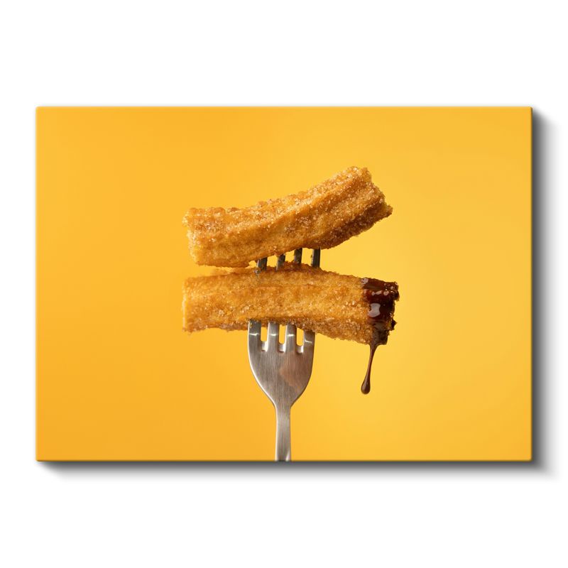 Çıtır Tatlı Çubukları - Çatal Üzerinde Akışkan Çikolata Kanvas Tablo