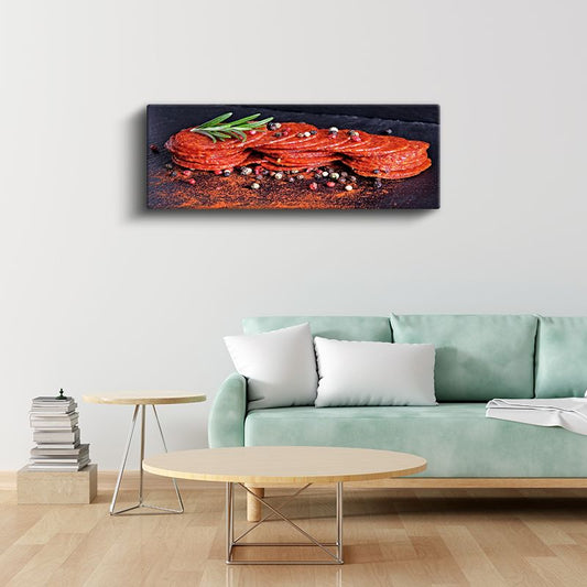 Baharatlı Sucuk Dilimleri - Gurme Et Lezzeti Kanvas Tablo