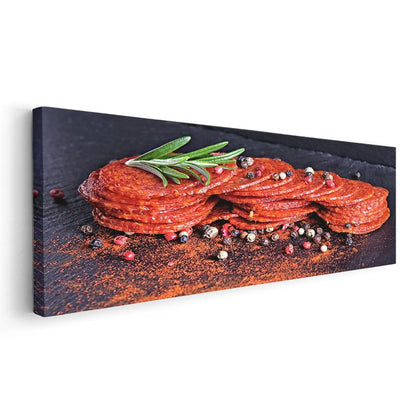 Baharatlı Sucuk Dilimleri - Gurme Et Lezzeti Kanvas Tablo
