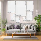 Dikey Kanvas Tablo Turuncu Dolunay ve Gri Kır Çiçekleri Çiçek Tablosu Ev Ofis Duvar Dekoru
