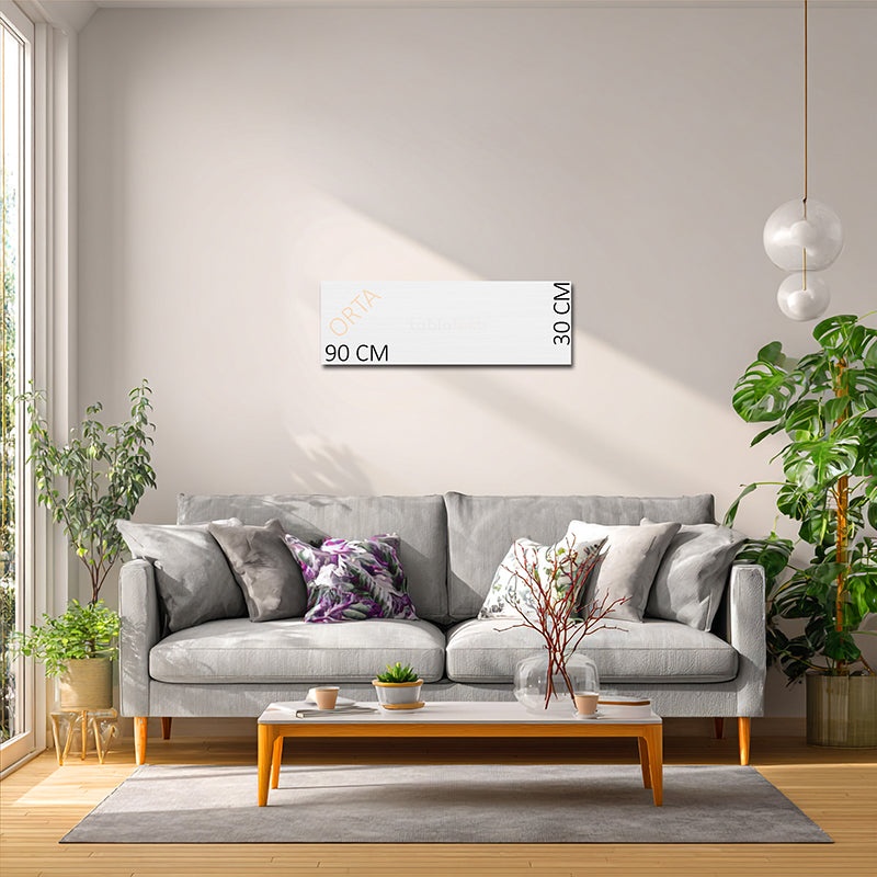 Yatay Panoramik Kanvas Tablo Gümüş Efektli Modern Hat Yazısı Dini İslami Tablo Ev Ofis Duvar Dekoru