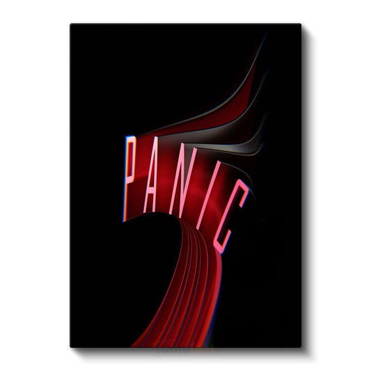 Panic - Neon Efektli Tipografi Kanvas Tablo
