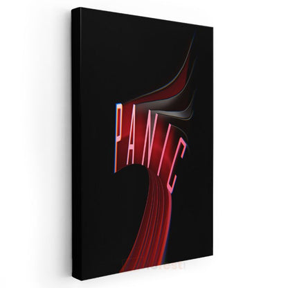Panic - Neon Efektli Tipografi Kanvas Tablo