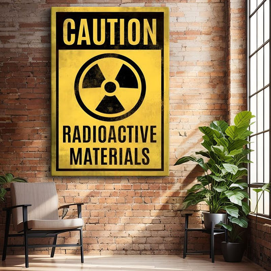 Caution Radioactive Materials - Vintage Uyarı İşareti Kanvas Tablo
