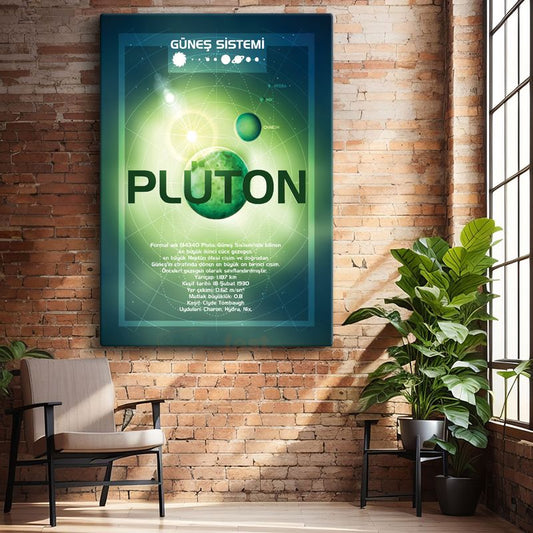 Plüton - Güneş Sistemi Bilgi Tablosu Kanvas Tablo