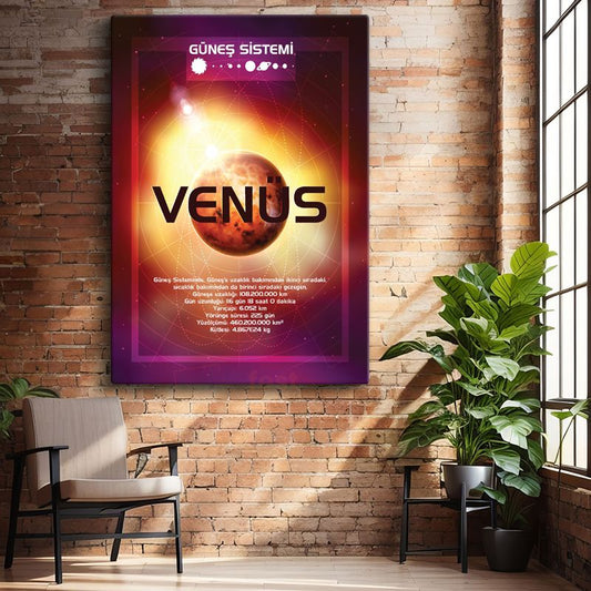 Venüs - Güneş Sistemi Bilgi Tablosu Kanvas Tablo