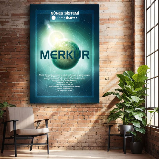 Merkür - Güneş Sistemi Bilgi Tablosu Kanvas Tablo