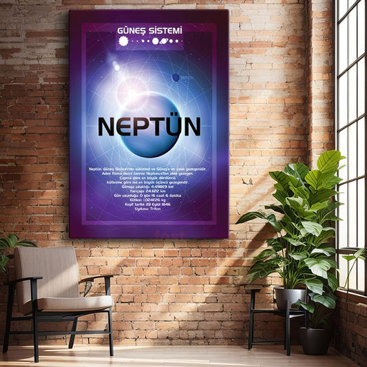 Neptün - Güneş Sistemi Bilgi Tablosu Kanvas Tablo