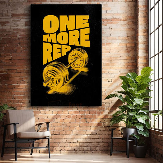 One More Rep - Spor Motivasyon Yazısı Kanvas Tablo
