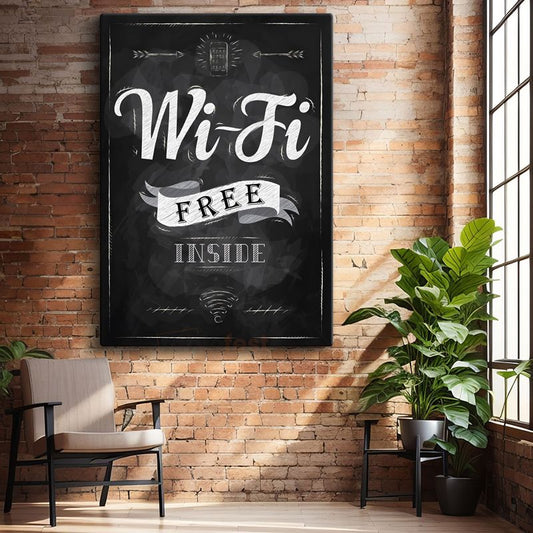 Wi-Fi Free Inside - Kara Tahta Kafe Tabelası Kanvas Tablo