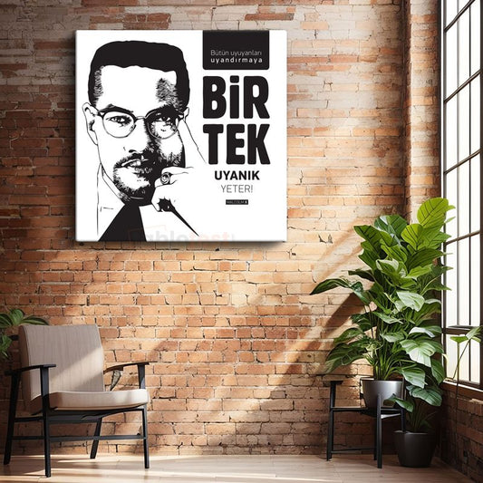Bir Tek Uyanık Yeter - Malcolm X Alıntı Tipografisi Kanvas Tablo