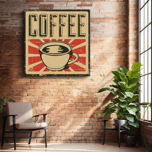 Coffee - Vintage Kahve Tabelası Kanvas Tablo