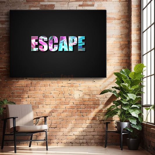 Escape - Holografik Efektli Tipografi Kanvas Tablo