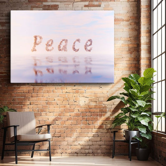 Peace - Bulut Yazılı Huzur Teması Kanvas Tablo