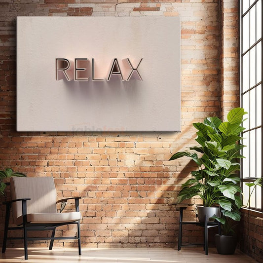 Relax - Metalik 3D Harfli Minimalist Kanvas Tablo