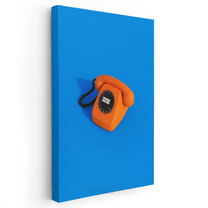 Turuncu Telefon - Pop Art Retro İletişim Aracı Kanvas Tablo