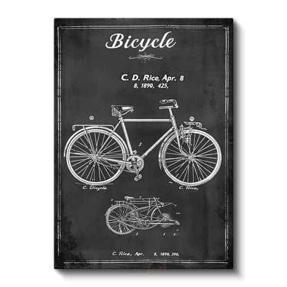 Klasik Bisiklet - 1890 Vintage Teknik Çizim Kanvas Tablo