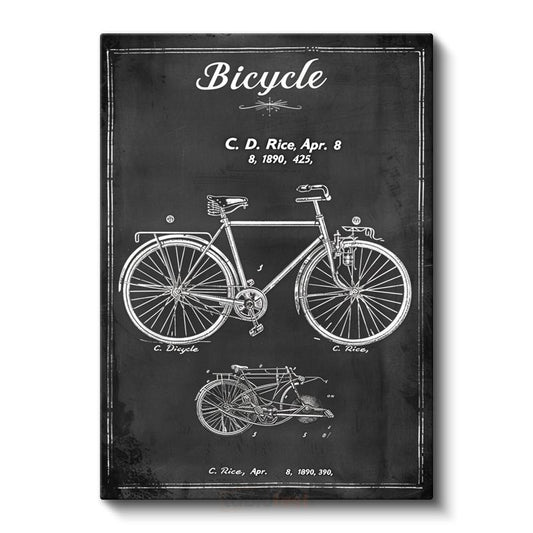 Klasik Bisiklet - 1890 Vintage Teknik Çizim Kanvas Tablo