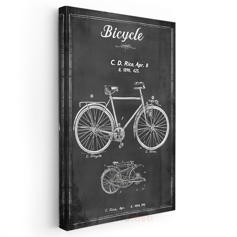 Klasik Bisiklet - 1890 Vintage Teknik Çizim Kanvas Tablo