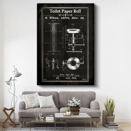 Tuvalet Kağıdı Rulosu - 1891 Endüstriyel Patent Kanvas Tablo