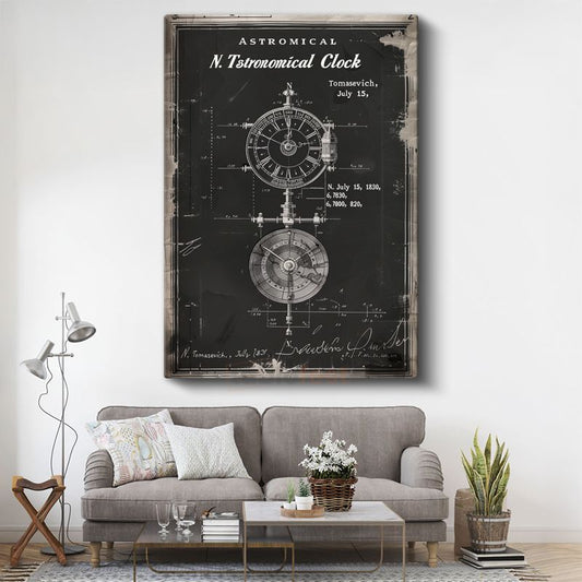Astronomik Saat - 1830 Bilimsel Alet Tasarımı Kanvas Tablo