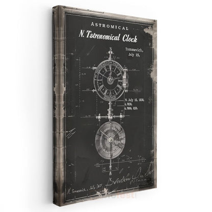 Astronomik Saat - 1830 Bilimsel Alet Tasarımı Kanvas Tablo