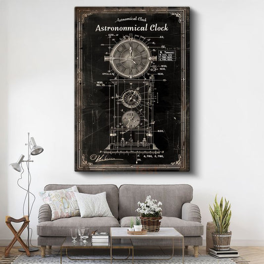 Astronomik Saat - Antik Zaman Ölçer Kanvas Tablo