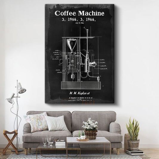 Kahve Makinesi - Retro İçecek Hazırlayıcı Kanvas Tablo