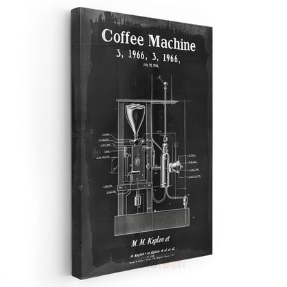 Kahve Makinesi - Retro İçecek Hazırlayıcı Kanvas Tablo