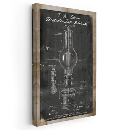 Edison Ampulü - 1880 Orijinal Elektrik Lambası Patenti Kanvas Tablo