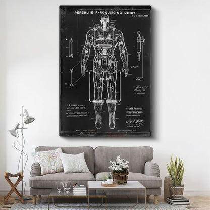 Mekanik İnsan Anatomisi - Robotik Zırh Sistem Tasarımı Kanvas Tablo