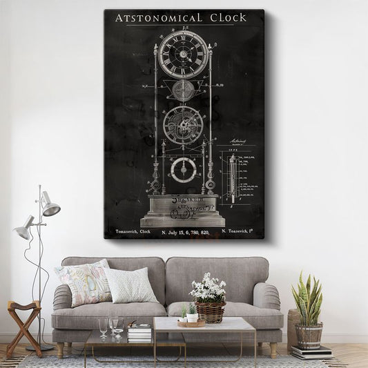 Astronomik Saat - Karmaşık Zaman Mekanizması Kanvas Tablo